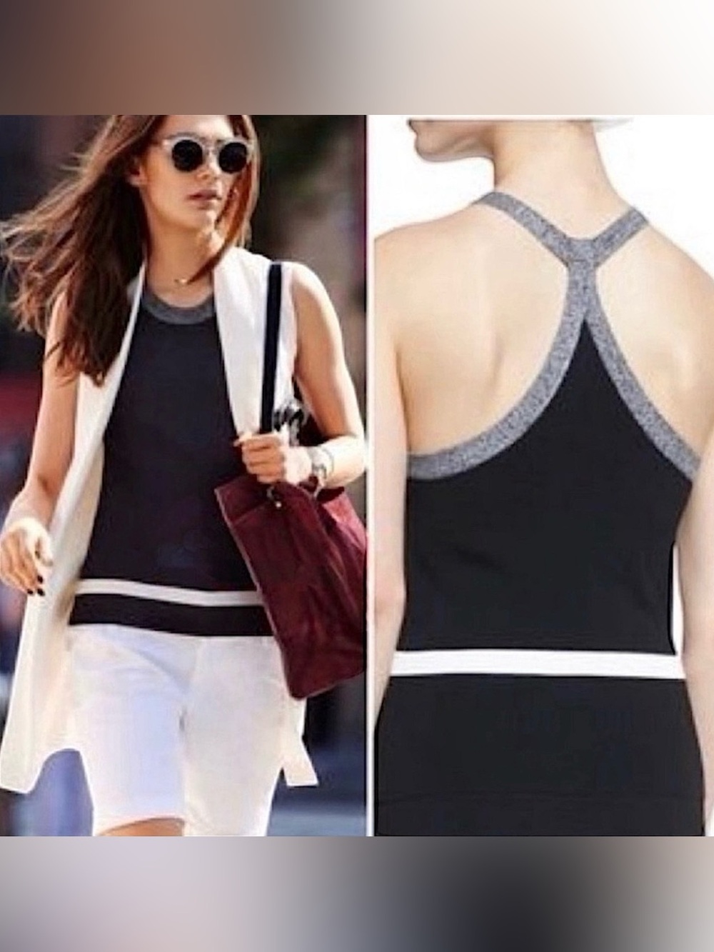 🎀SSENSE Rag & bone Lucine stretch  RACERBACK woman’s knit black tank top…